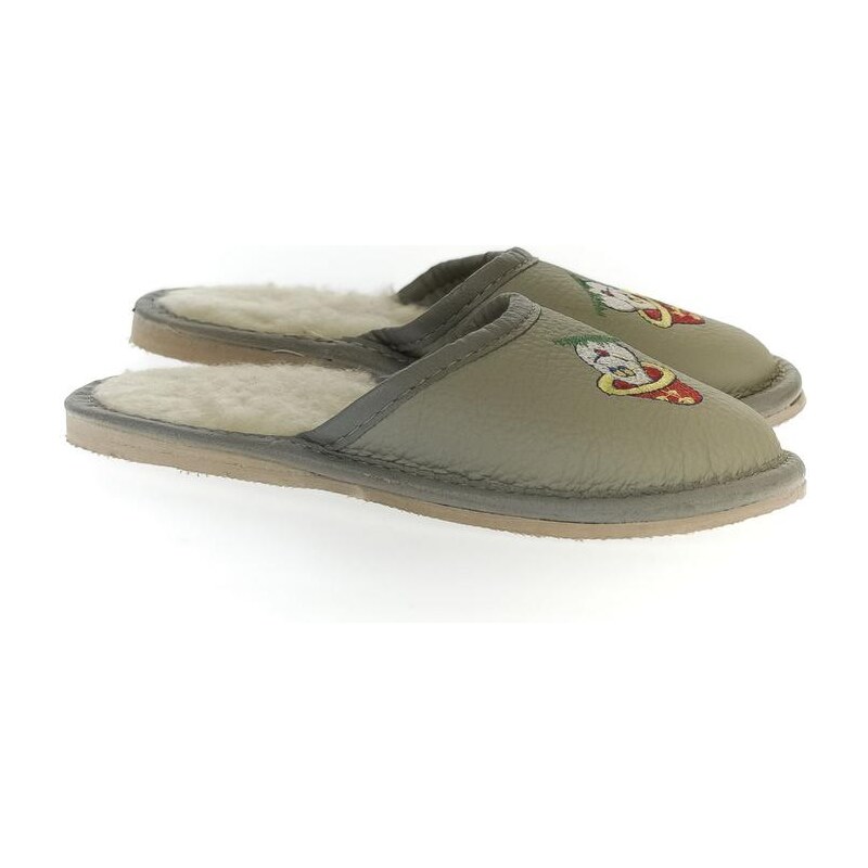 JOHN-C Detské sivé kožené papuče HRÍBIK 27206667