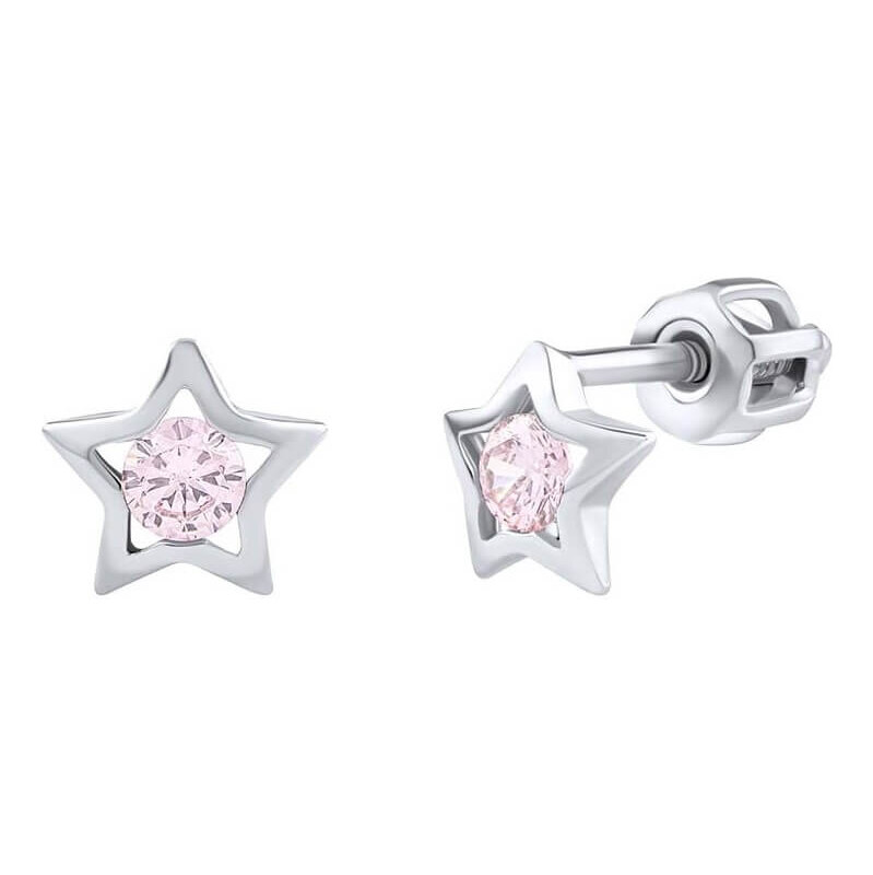 Silvego Strieborné kôstkové náušnice s ružovými zirkónmi Adina 66592089