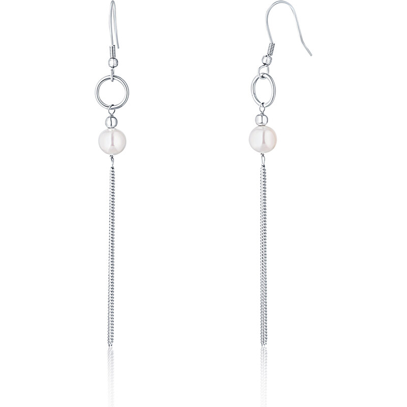 Ligot Strieborné retiazkové náušnice s prírodnou sladkovodnou perlou 46720298
