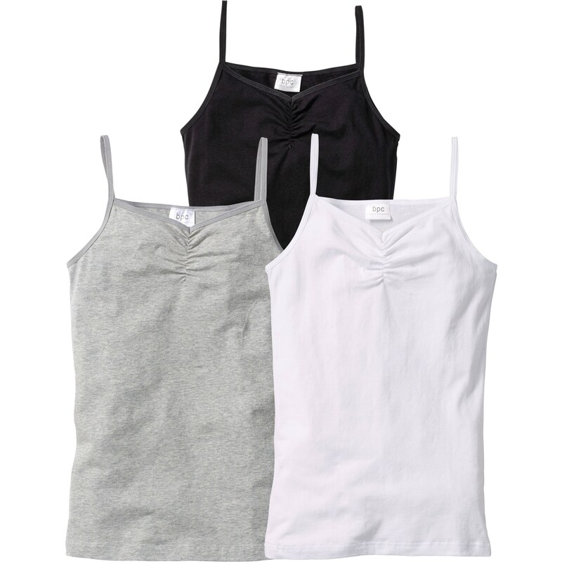 bonprix Dievčenský top s bio bavlnou (3 ks), farba biela 44749873