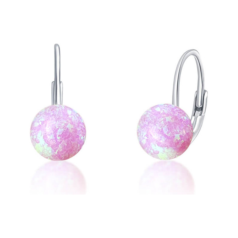 JVD Jemné strieborné náušnice s ružovými syntetickými opály 66588493