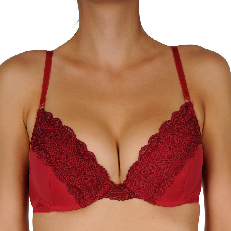 Dámska podprsenka Gina vystužená s kosticami červená (17004) 80B 65261006