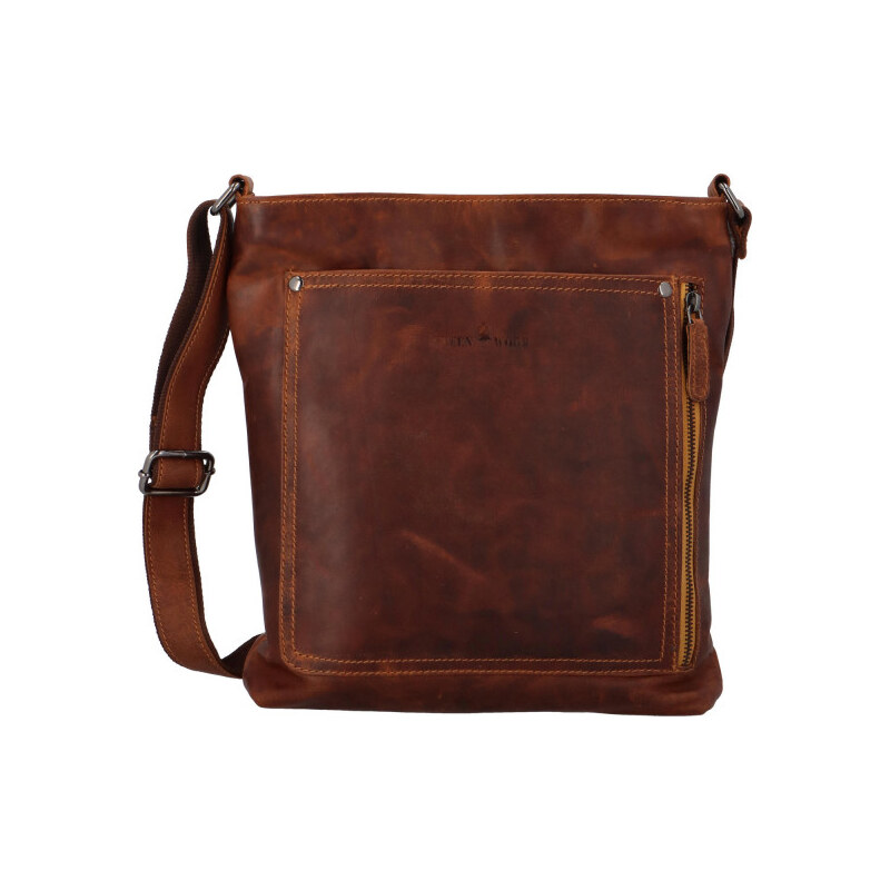 Green Wood Pánska kožená crossbody taška Milano, svetlo hnedá 64831424