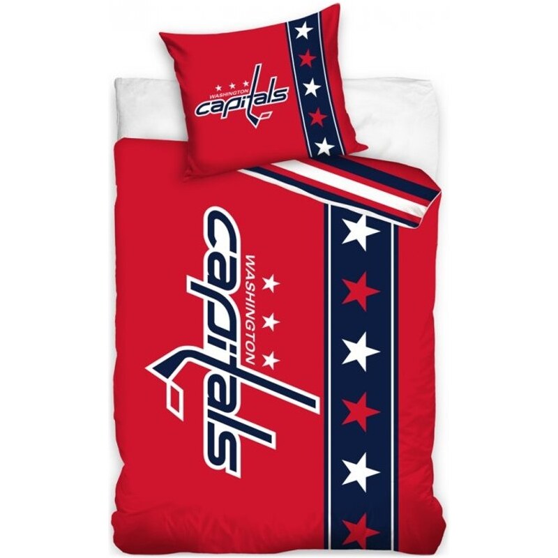 TipTrade (CZ) Hokejové posteľné obliečky NHL Washington Capitals - séria Belt - 100% bavlna - 70 x 90 cm + 140 x 200 cm