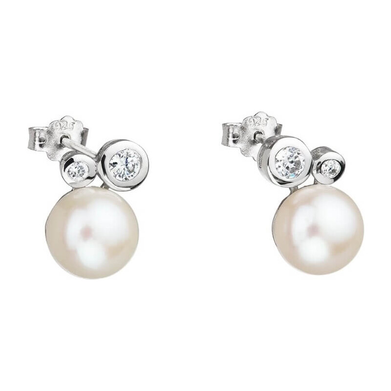 Preciosa Nežné náušnice s riečnou perlou a kryštály kubické zirkónia 66584837