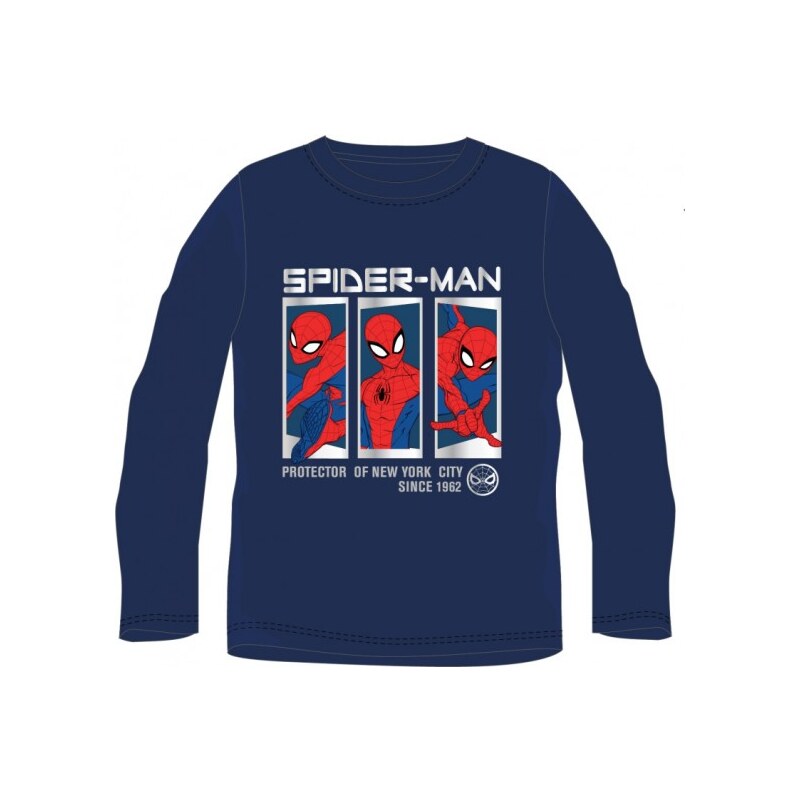 E plus M Chlapčenské bavlnené tričko s dlhým rukávom Spiderman MARVEL - modré