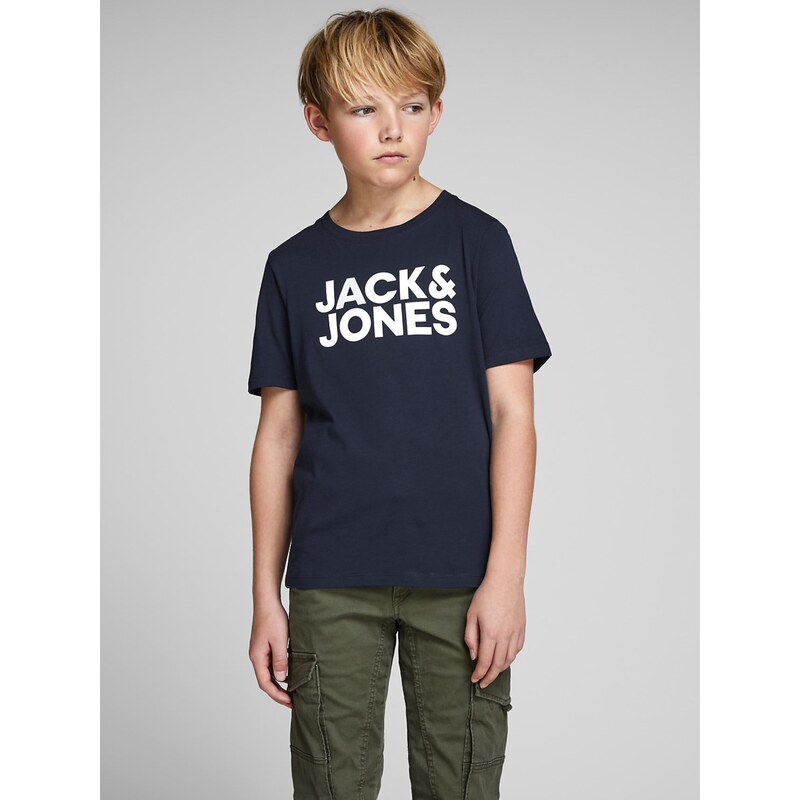 Jack & Jones Junior Tričko 'Ecorp' námornícka modrá / prírodná biela