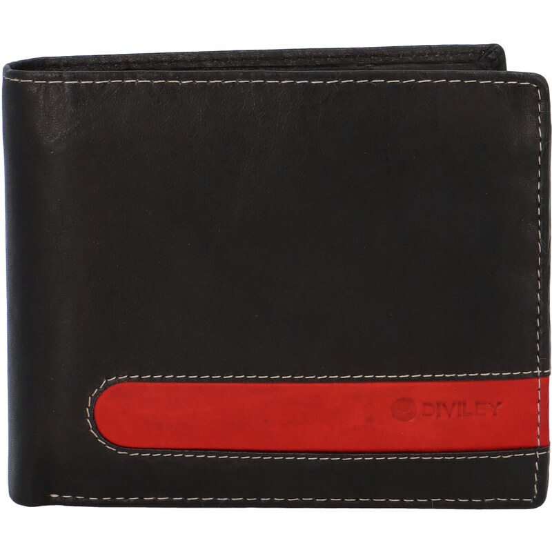 Pánska kožená peňaženka čierna - Diviley 2131 RED čierna 27433627