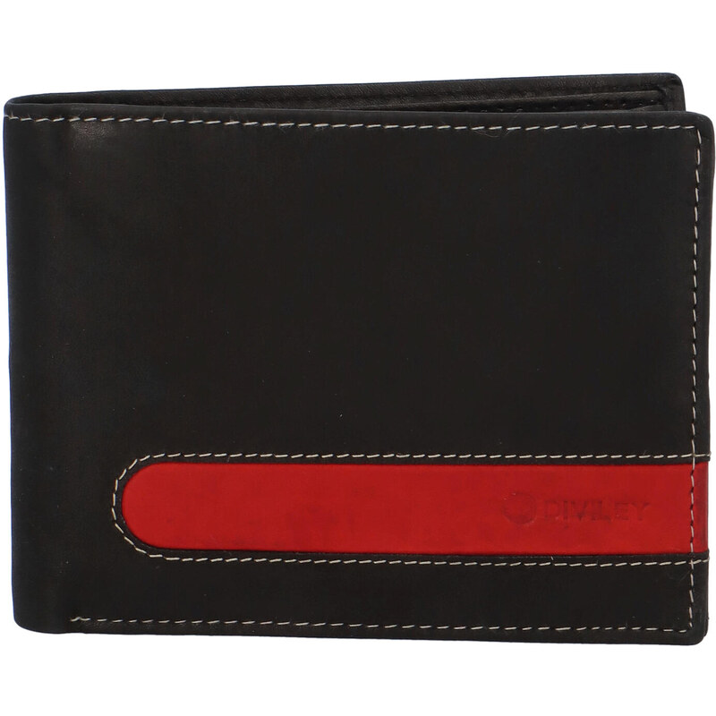 Pánska kožená peňaženka čierna - Diviley 1631 RED čierna 27433628
