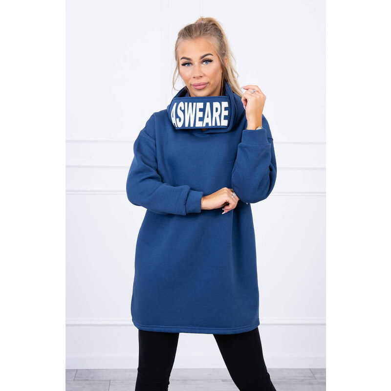 MladaModa Zateplená mikina s kapucňou a nákrčníkom s nápisom ASWEARE 27404471