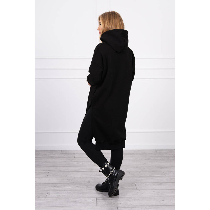 MladaModa Dlhá hrejivá mikina s kapucňou a rozparkami model 9301 27404504