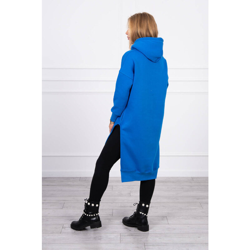 MladaModa Dlhá hrejivá mikina s kapucňou a rozparkami model 9301 27404506