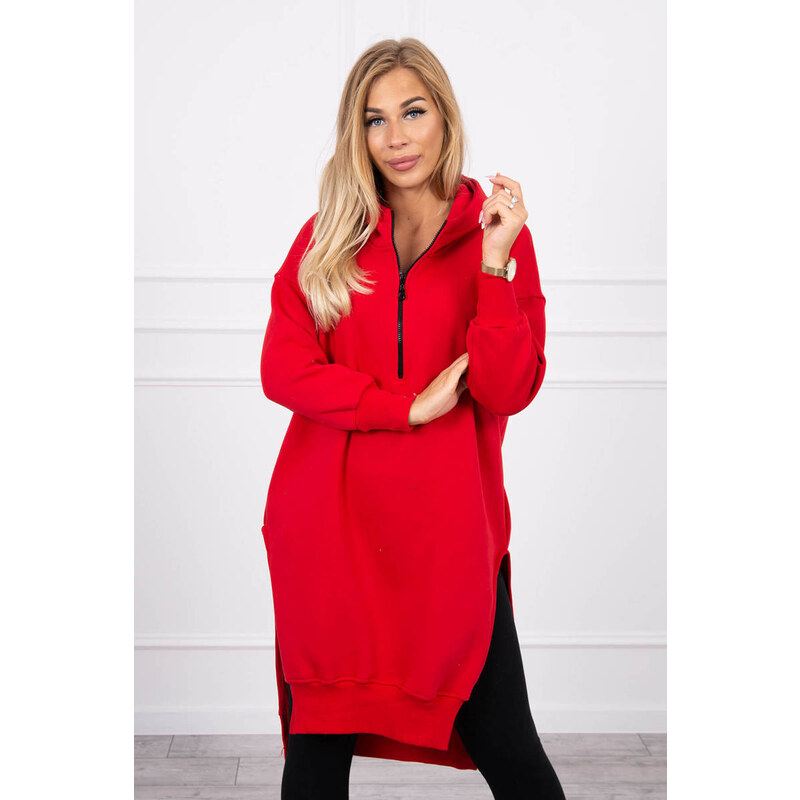 MladaModa Dlhá hrejivá mikina s kapucňou a rozparkami model 9301 27404505