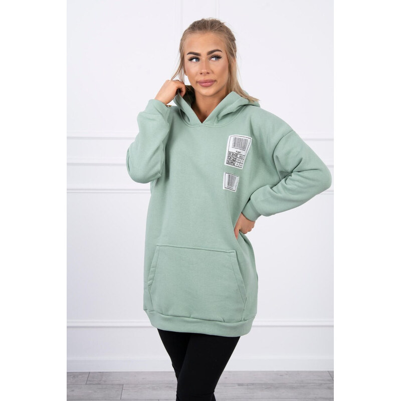 MladaModa Predlžená mikina s kapucňou a klokaním vreckom model 9147 27404524