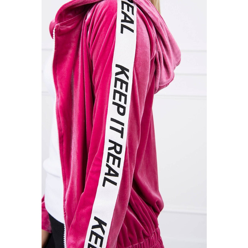 MladaModa Velúrová mikina s kapucňou a pruhom na rukáve model 9101 18545359