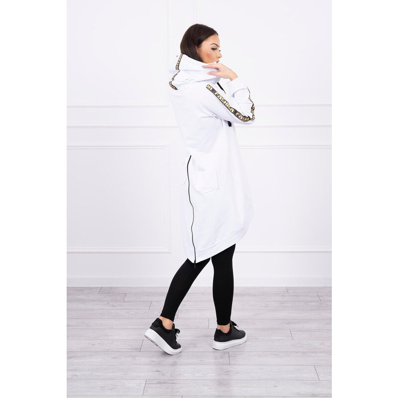 MladaModa Predlžená mikina s kapucňou a so zipsom vzadu biela 16953671