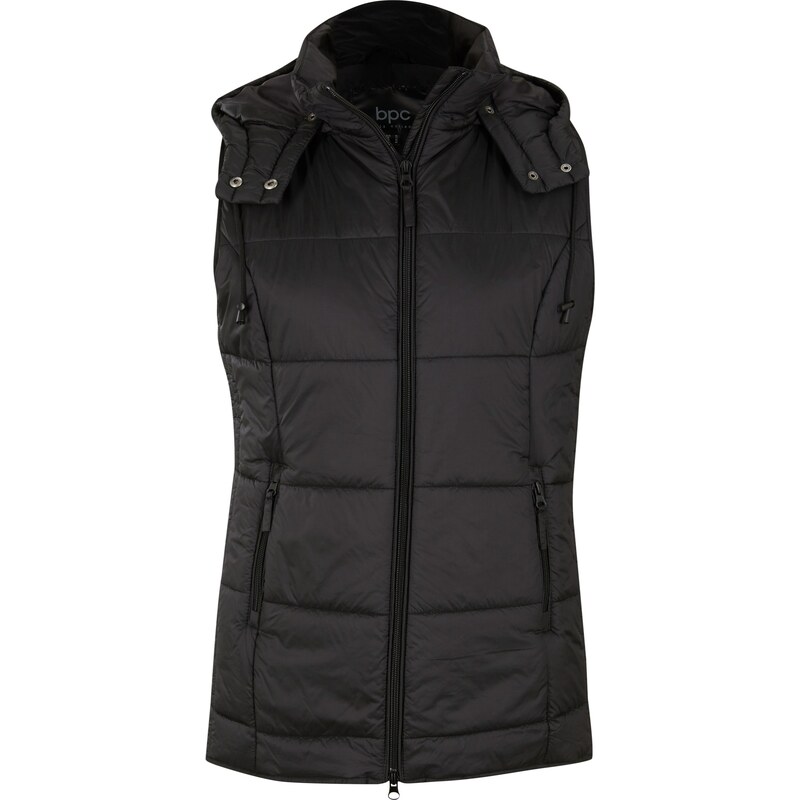 bonprix Prešívaná vesta s odnímateľnou kapucňou, farba čierna 45028623