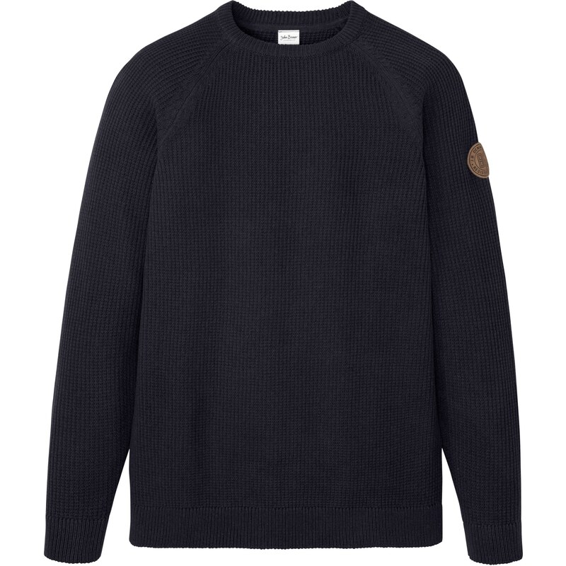 bonprix Hrubo pletený pulóver s recyklovanou bavlnou, farba modrá 45201191