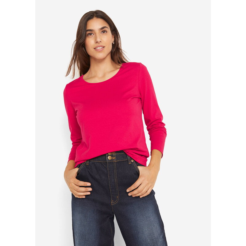 bonprix Tričko s dlhým rukávom, 2 ks v balení, farba červená 44736348