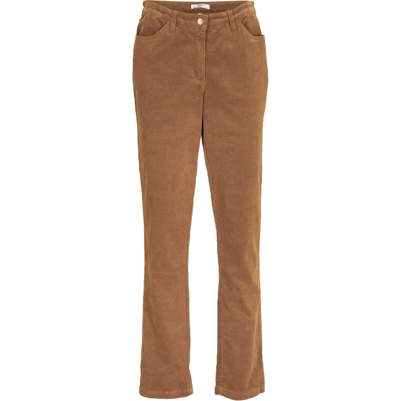 bonprix Strečové kordové nohavice, farba hnedá 44791249