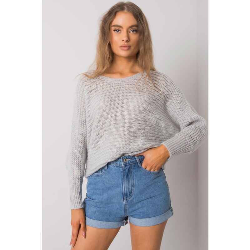 MladaModa Sveter Carina s netopierími rukávmi šedý 58163797