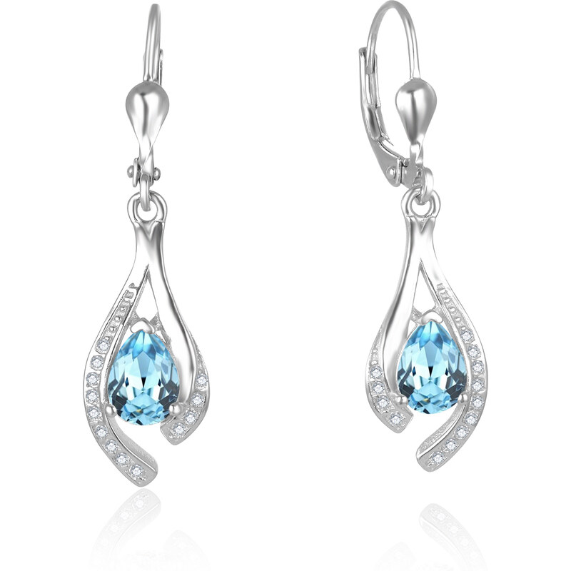 Beneto Nádherné strieborné náušnice so svetlo modrými zirkónmi 66582467