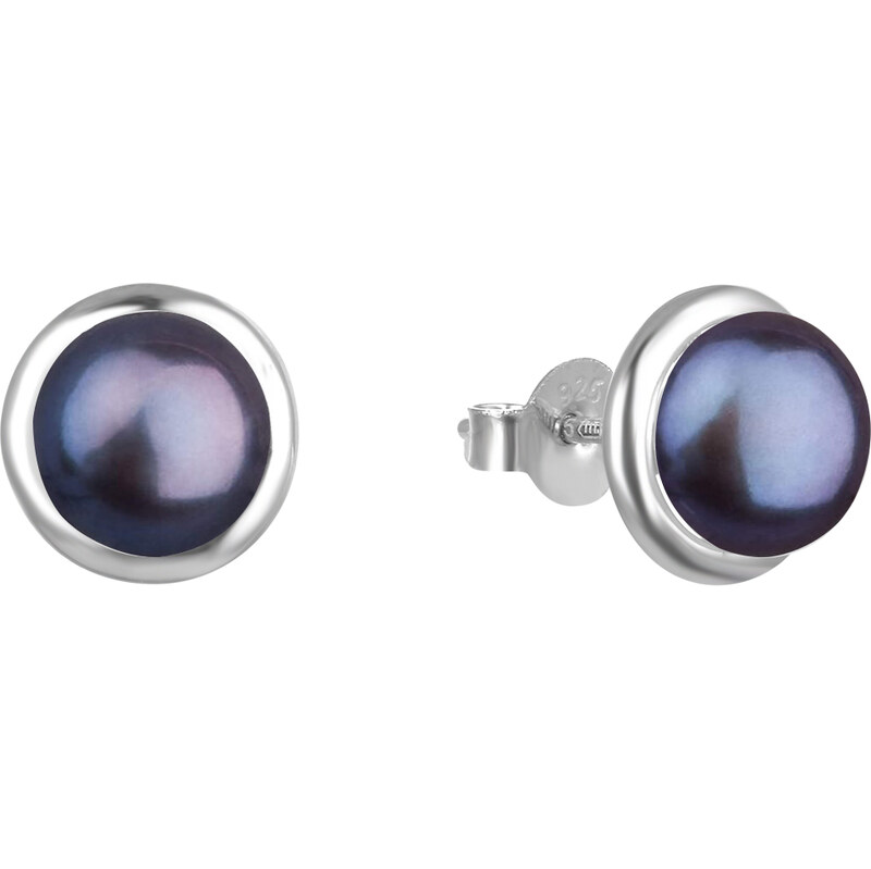 Beneto Elegantné strieborné náušnice s tmavými perlami AGUP2686P 66588983