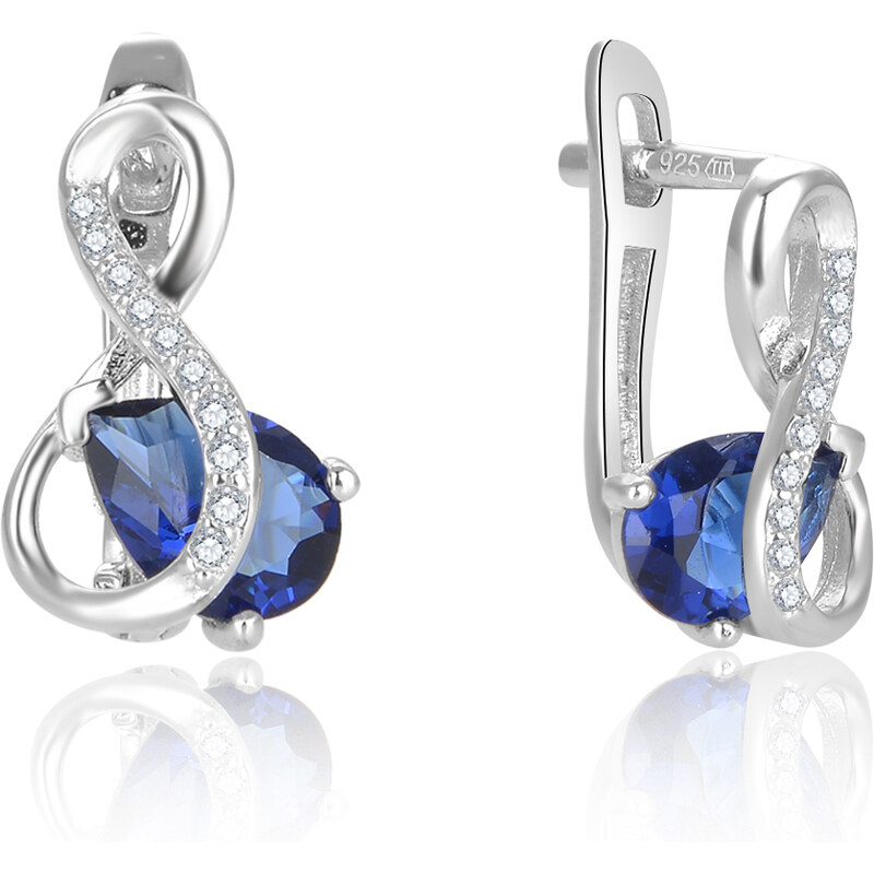 Beneto Oslnivé strieborné náušnice s modrým zirkónom AGUC2692-DB 66586938
