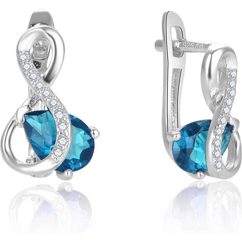 Beneto Oslnivé strieborné náušnice s tyrkysovým zirkónom AGUC2692-T 66585119
