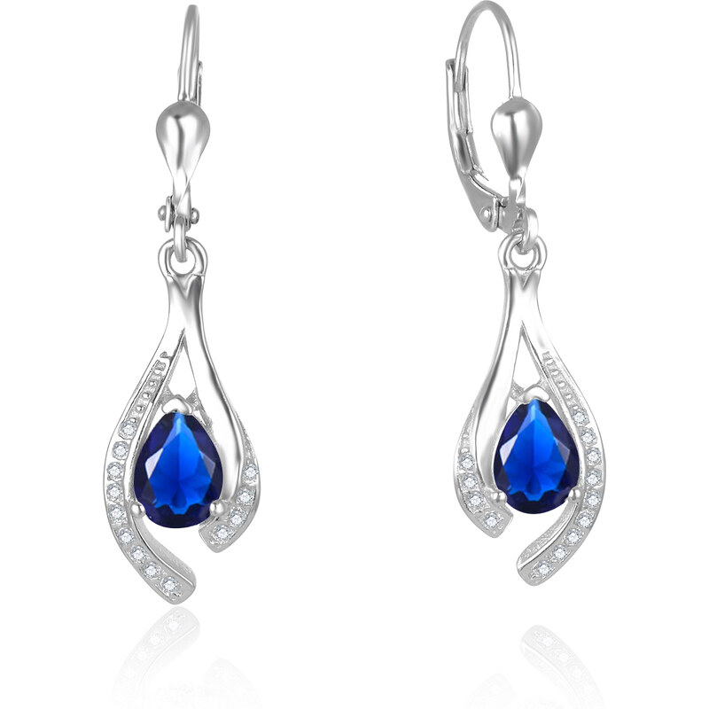 Beneto Nádherné strieborné náušnice s tmavo modrými zirkónmi AGUC2693 66585267