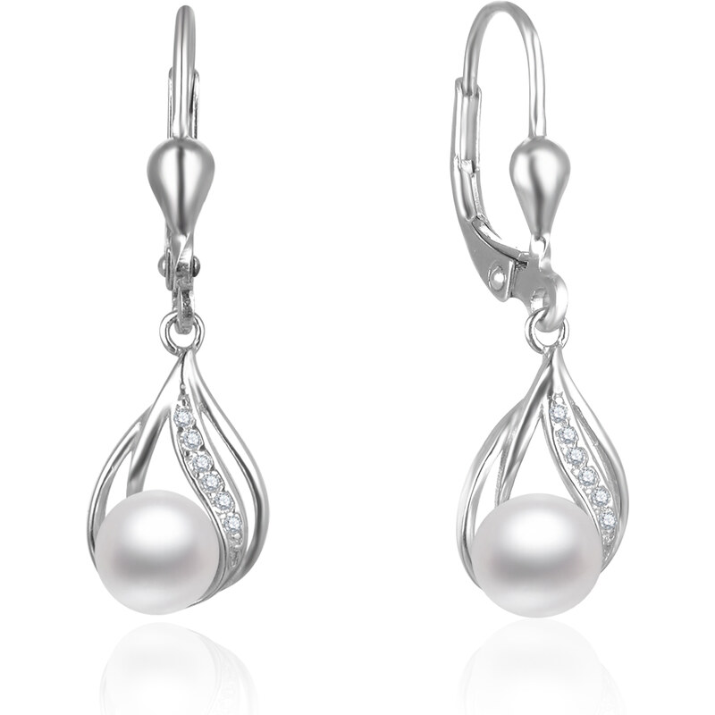 Beneto Pôvabné strieborné náušnice s pravými perlami AGUC2705P 66584591