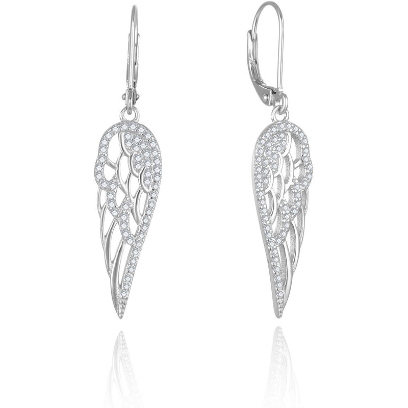 Beneto Strieborné visiace náušnice Anjelské krídla AGUC2613 66591797