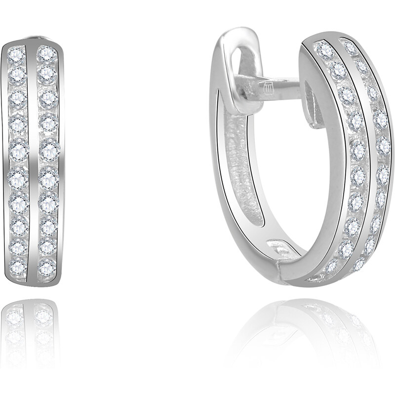 Beneto Jemné strieborné náušnice s čírymi zirkónmi AGUC2697-W 66590506