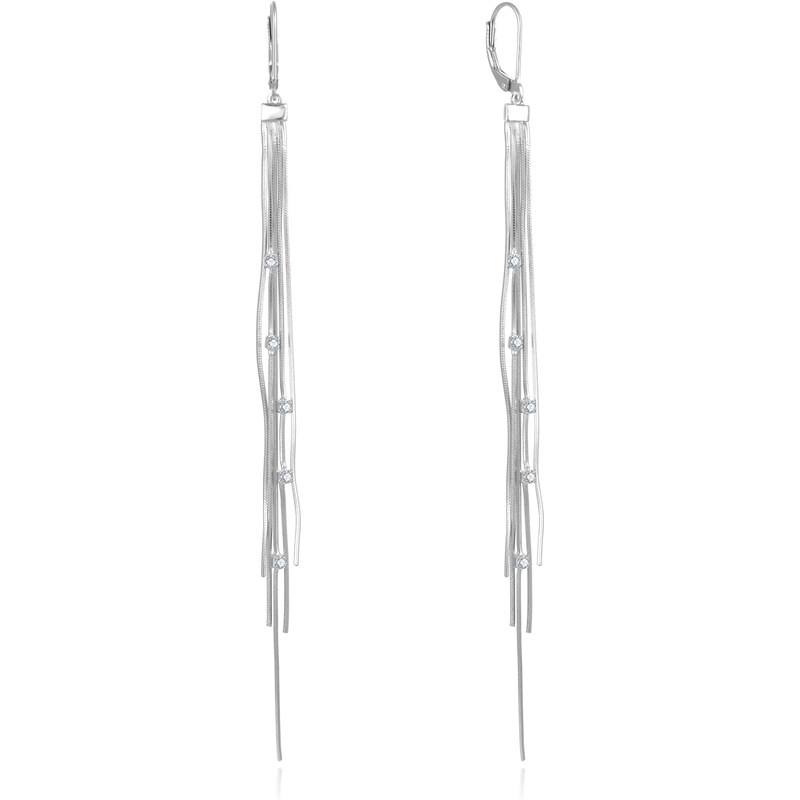 Beneto Dlhé strieborné retiazkové náušnice so zirkónmi AGUC2695 66583647