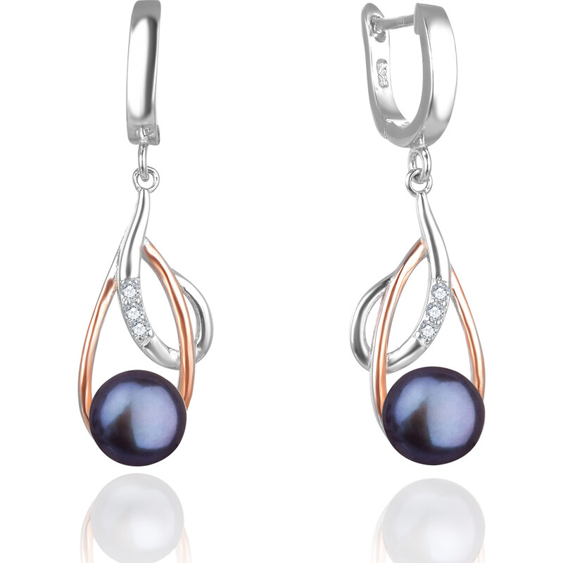 Beneto Luxusné bicolor náušnice s pravými tmavými perlami AGUC2676P 66581504