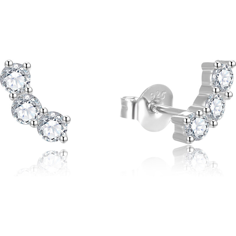 Beneto Strieborné pozdĺžne náušnice s čírymi zirkónmi AGUP2703 66589807