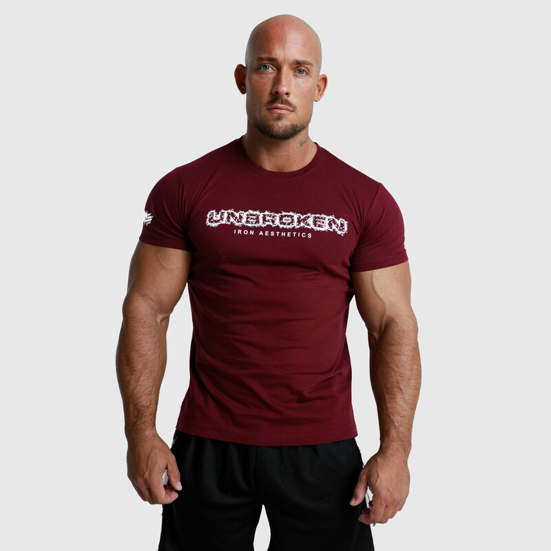 Pánske fitness tričko Iron Aesthetics Unbroken, bordové