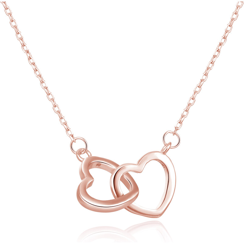 Beneto Bronzový strieborný náhrdelník so srdiečkami AGS1327 / 47-ROSE 66583078