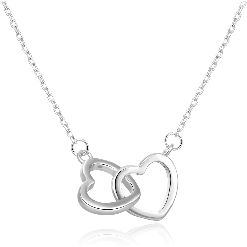 Beneto Strieborný náhrdelník so srdiečkami AGS1327 / 47 66593000