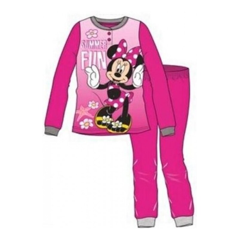 Sun City Dievčenské / detské bavlnené pyžamo Minnie Mouse Disney - tm. ružové