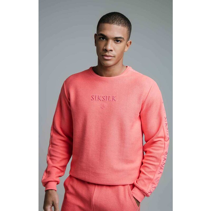SikSilk L/S Loop Back Embroidered Sweater - Pink - M