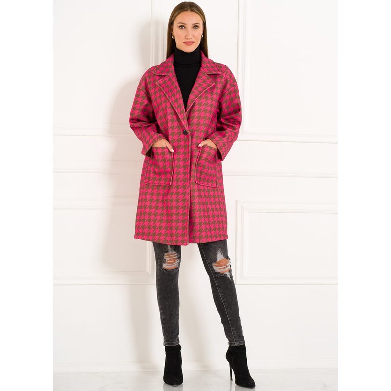 Glamorous by Glam Dámsky oversize kabát pepito vzor fuchsiový