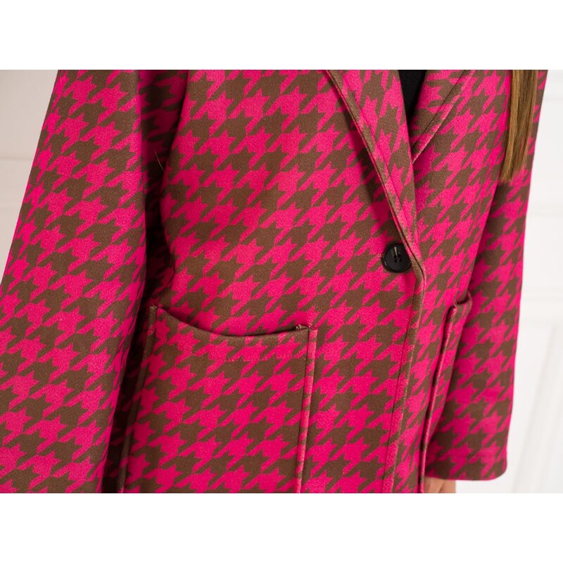 Glamorous by Glam Dámsky oversize kabát pepito vzor fuchsiový