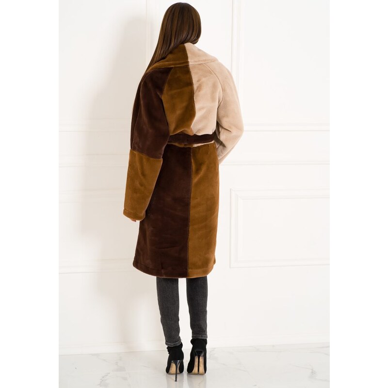 Due Linee Dámsky obojstranný kabát tricolor hnedá