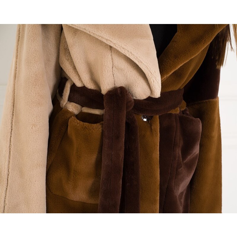 Due Linee Dámsky obojstranný kabát tricolor hnedá