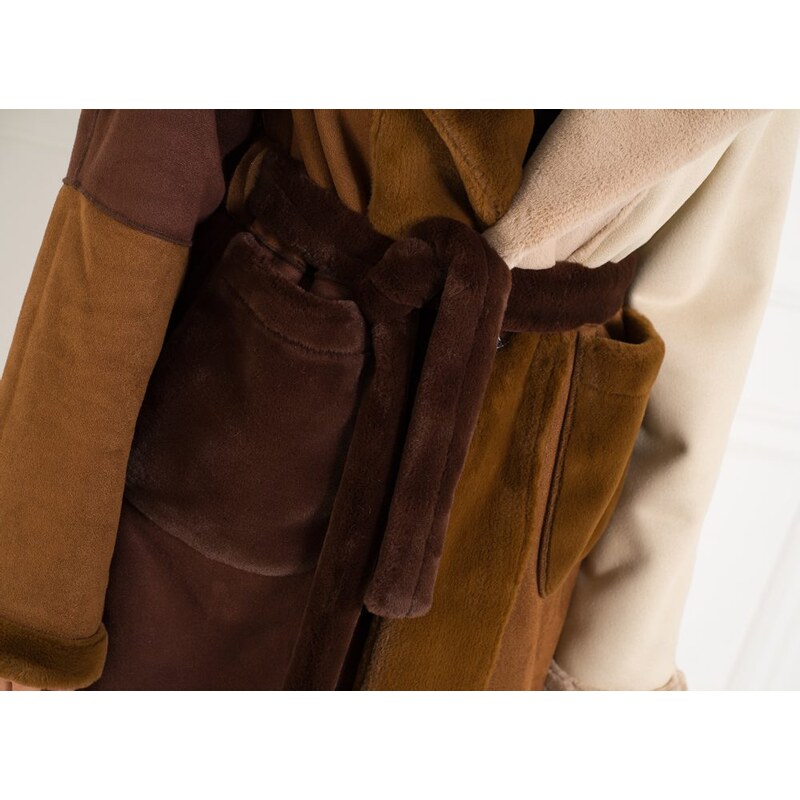 Due Linee Dámsky obojstranný kabát tricolor hnedá