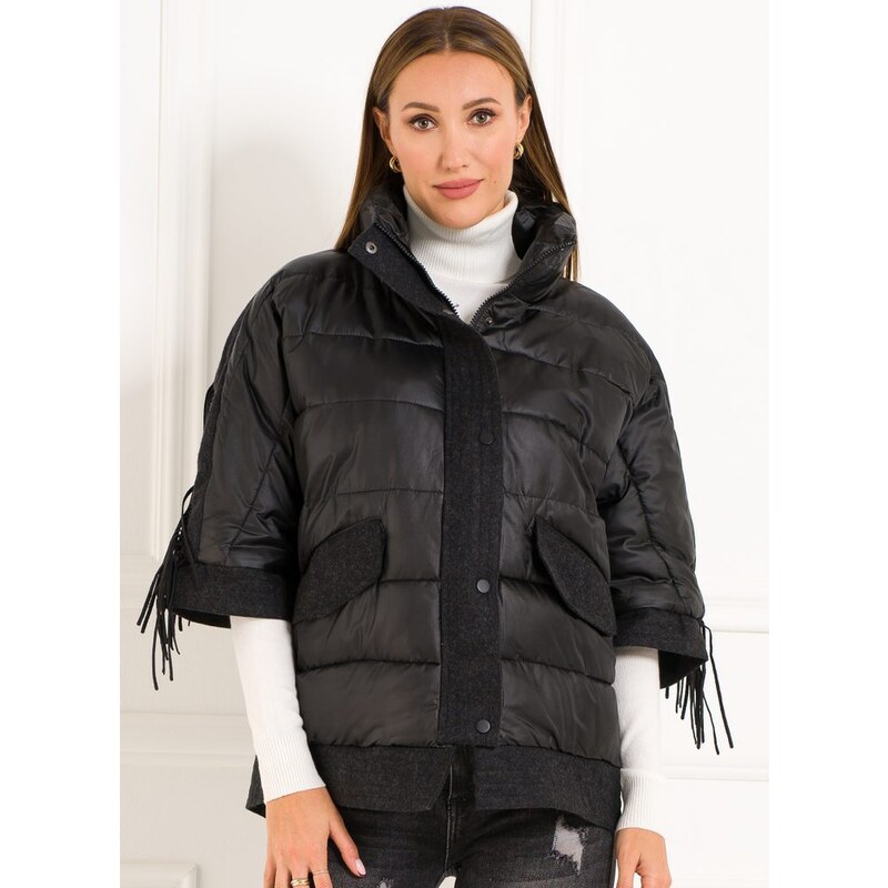 Due Linee Dámska zimná bunda so skrátenými rukávmi a strapcami 46595861