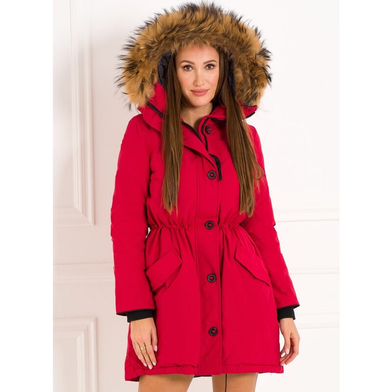 Due Linee Dámska zimná balónová bunda s vreckami červená 27542001