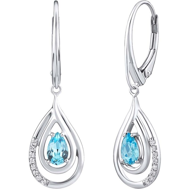 Silvego Luxusné strieborné náušnice so svetlo modrým topazom a 66584495