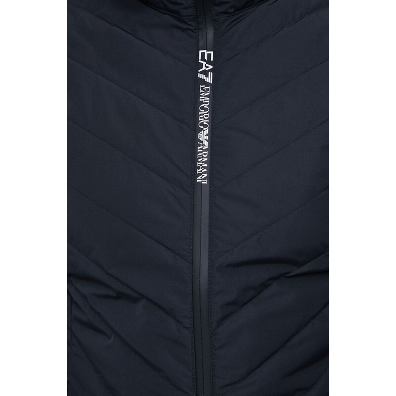 Páperová bunda EA7 Emporio Armani pánska, tmavomodrá farba, zimná